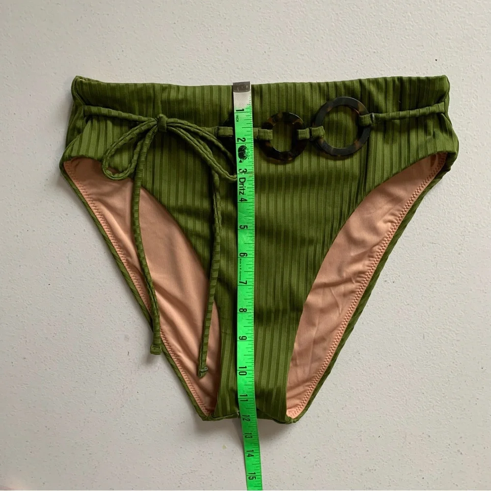 J Crew Size Small Wide-Rib High-Rise Bikini Bottom in Canteen Green NWT - Picture 11 of 12